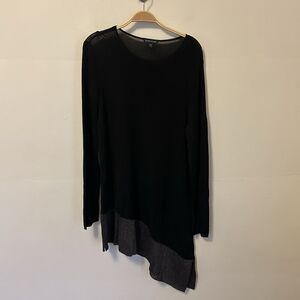 Eileen Fisher Asymmetrical Colorblock Metallic Crinkle Tunic‎ Shirt Large Knit